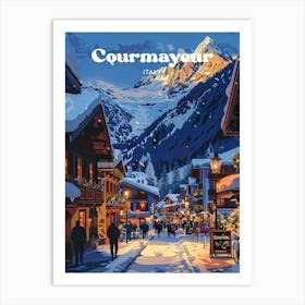 Courmayeur Italy Winter Vacation Travel Art Art Print