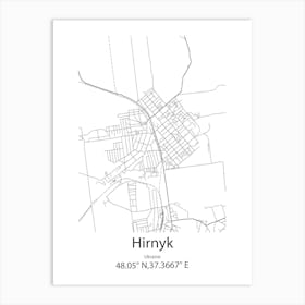 Hirnyk,Ukraine Minimalist Map Art Print