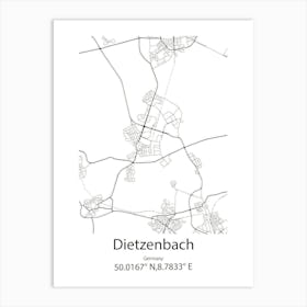 Dietzenbach,Germany Minimalist Map Art Print