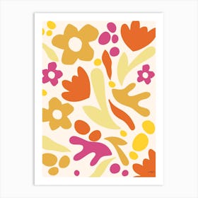 Flower Cutout Pink Orange Art Print