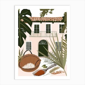 Illustration Of A House And Garden Art Print