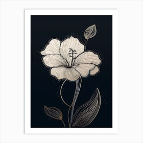 Gladioli Line Art Flowers Illustration Neutral 2 Art Print