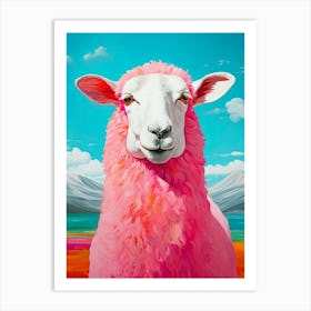 Pink Sheep animal Art Print