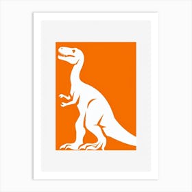 Orange Dinosaur Silhouette 2 Art Print