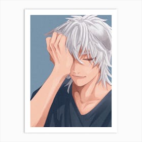 Anime Guy With White Hair Art Print