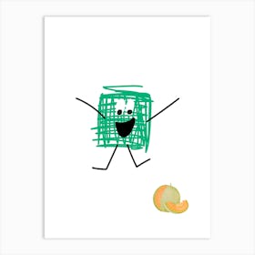 Melon.A work of art. Children's rooms. Nursery. A simple, expressive and educational artistic style. Art Print