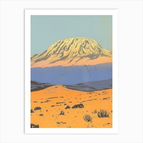 Mount Meru Tanzania Color Line Drawing (7) Art Print