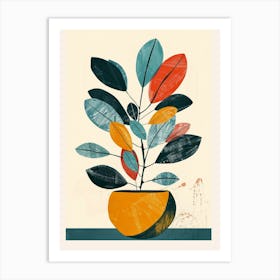 Money Tree Plant Minimalist Illustration 5 Art Print