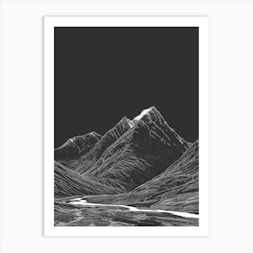 Beinn Mhanach Mountain Line Drawing 2 Art Print