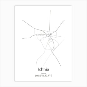 Ichnia,Ukraine Minimalist Map Art Print