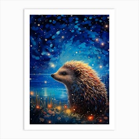 Hedgehog At Night 1 Art Print