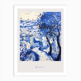 Girona Spain 3 Mediterranean Blue Drawing Poster Art Print