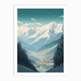 Hakuba Valley   Nagano, Japan, Ski Resort Illustration 1 Simple Style Art Print