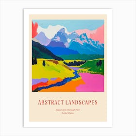 Colourful Abstract Grand Teton National Park Usa 1 Poster Art Print