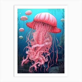 Lions Mane Jellyfish Illustration 4 Art Print