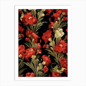 Snapdragon 4 William Morris Style Winter Florals Art Print