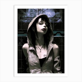 Subway Girl in Urban Fashion Dark Cyberpunk Aesthetic Art Print