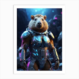 Capybara In Cyborg Body #3 Art Print