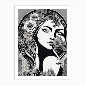 Black And White, monochromatic vector art Art Print