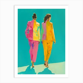 Two Women In Colorful Suits Art Print