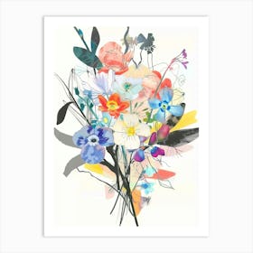 Forget Me Not 6 Collage Flower Bouquet Art Print