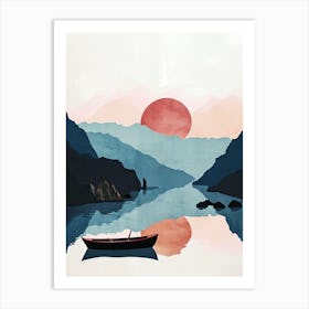 Sunset On The Como Lake, Minimalism Art Print