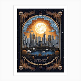 Sydney, Australia, Tarot Card Travel  Line Art 3 Art Print