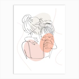 Mother And Daughter Hugging Mothers day Art Print