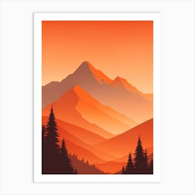 Misty Mountains Vertical Composition In Orange Tone 124 Art Print