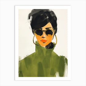 Portrait of Woman With Sunglasses Art Print