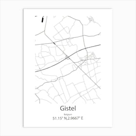 Gistel,Belgium Minimalist Map Art Print