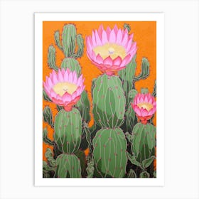 Mexican Style Cactus Illustration Gymnocalycium Cactus 1 Art Print