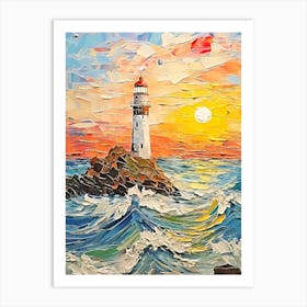 Lighthouse At Sunset 1 Art Print