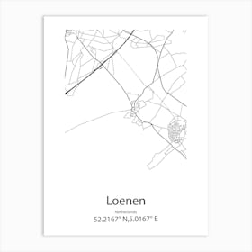 Loenen,Netherlands Minimalist Map Art Print