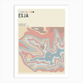 Esja Iceland Topographic Contour Map Art Print