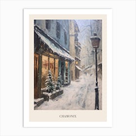 Vintage Winter Painting Poster Chamonix France Art Print