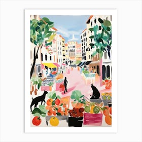 The Food Market In Malaga 3 Illustration Art Print