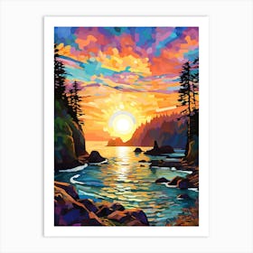 Olympic National Park Retro Pop Art 4 Art Print