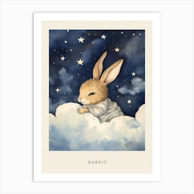 Baby Rabbit 1 Sleeping In The Clouds Nursery Poster Art Print