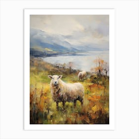 Sheep & Lamb By The Loch Linnhe 3 Art Print
