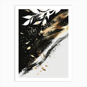 Gold And Black Abstract Painting 22 Art Print