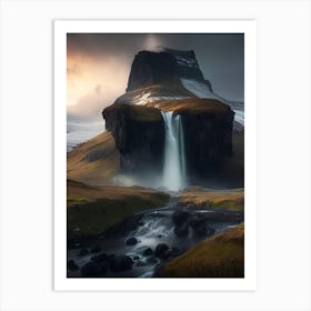 Kirkjufellsfoss, Iceland Realistic Photograph (1) Art Print