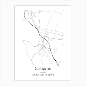 Gisborne,Australia Minimalist Map Art Print