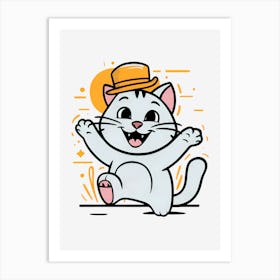 Cat In Hat Art Print