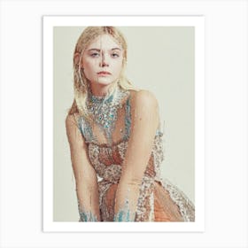 Elle Fanning Painted Art Print