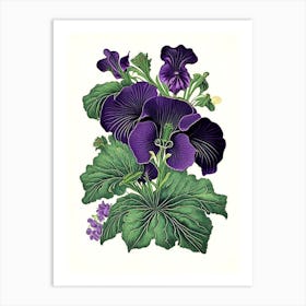 Violets Floral 1 Botanical Vintage Poster Flower Art Print