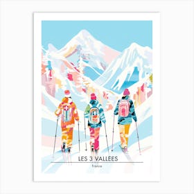 Les 3 Vallees   France, Ski Resort Poster Illustration 0 Art Print