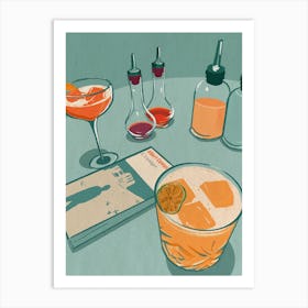 Cocktail And A Book Art Print