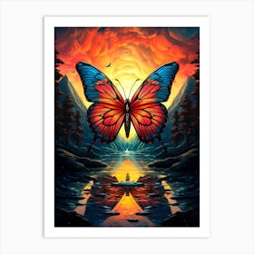 Sunset Butterfly Art Print