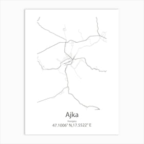 Ajka,Hungary Minimalist Map Art Print